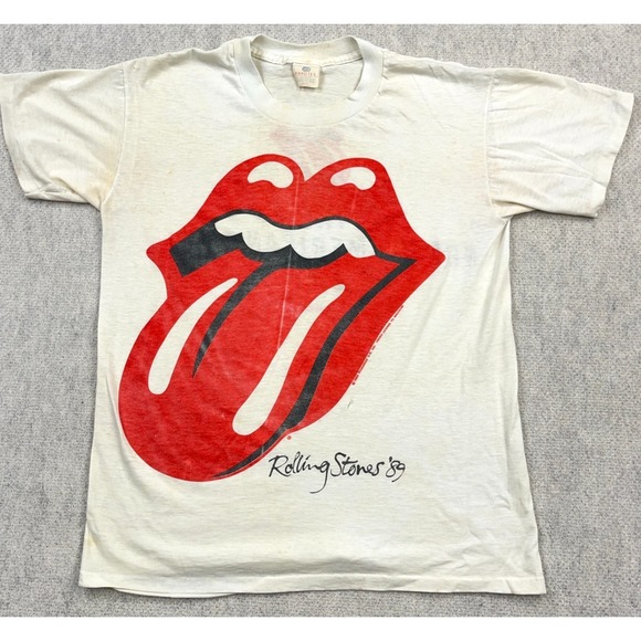 HTX Handtex Other - Vintage Rolling Stones Shirt Men Large White Band Tee 1989 80s Paper Thin Staind